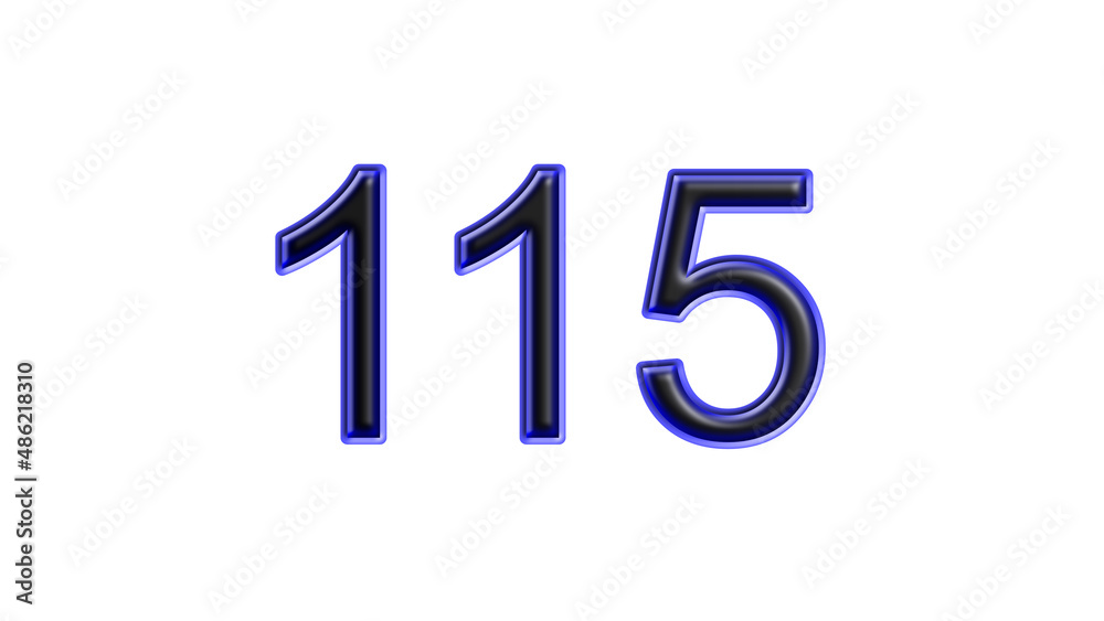 blue 115 number 3d effect white background blue 115 number 3d effect white background