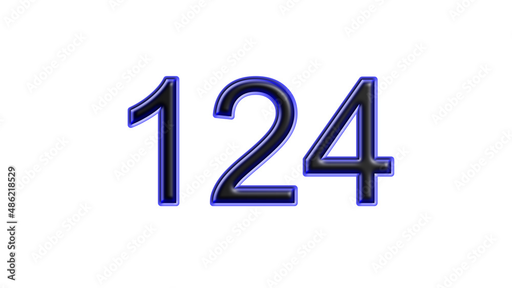 blue 124 number 3d effect white background blue 124 number 3d effect white background