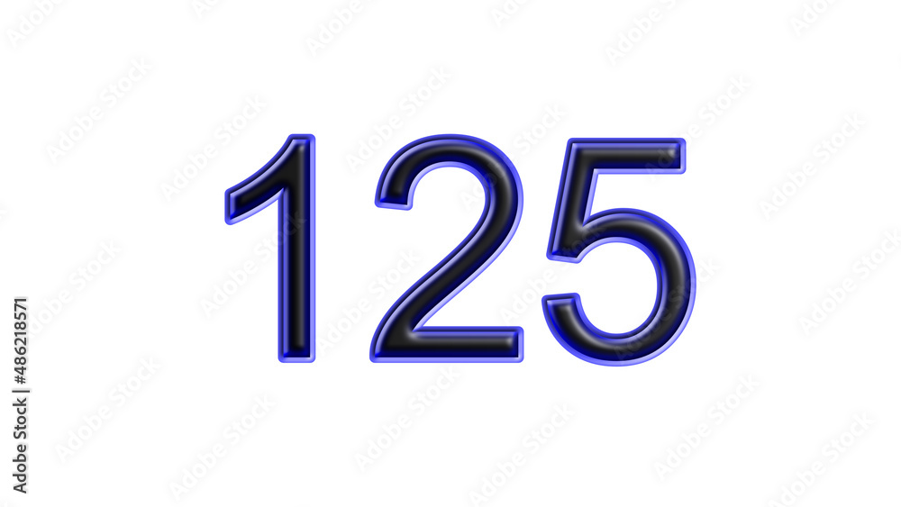 blue 125 number 3d effect white background blue 125 number 3d effect white background