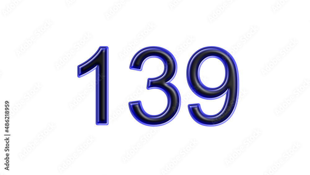 blue 139 number 3d effect white background blue 139 number 3d effect white background
