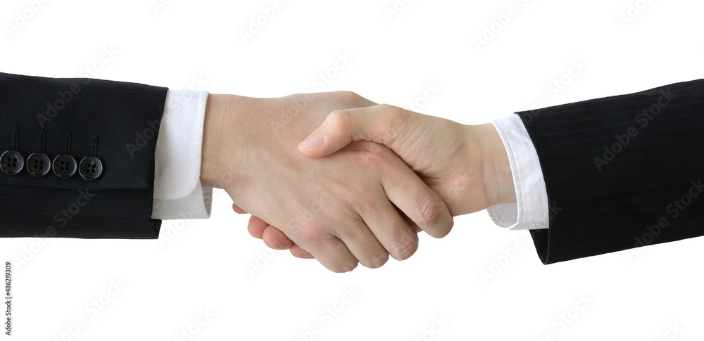握手をするビジネスマンの手―白背景