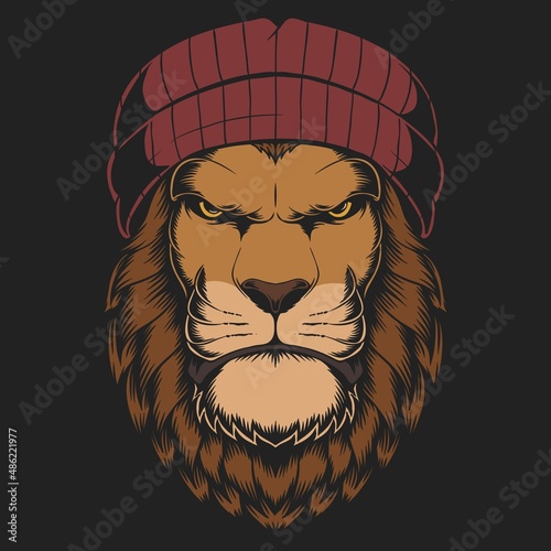 Lion beanie hat vector illustration