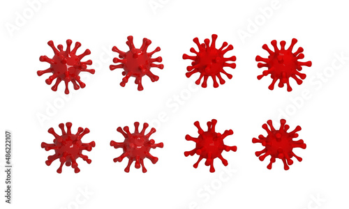 Covid 19 virus icons. Coronavirus. 3d rendering.