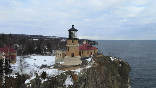 Split rock Light house on North Shore Minnesota winter landscape photo