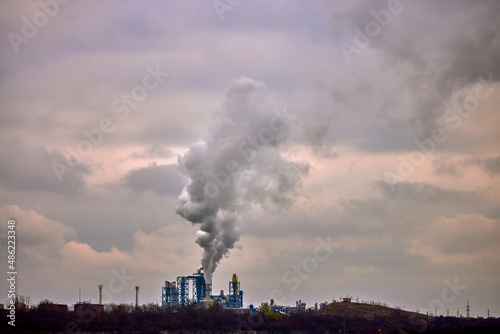 polluting industrial factory, wood processing factory.