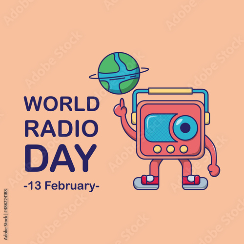 vector illustration of world radio day concept,