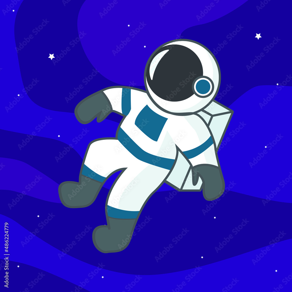 astrounout vector cartoon on space with galaxy background