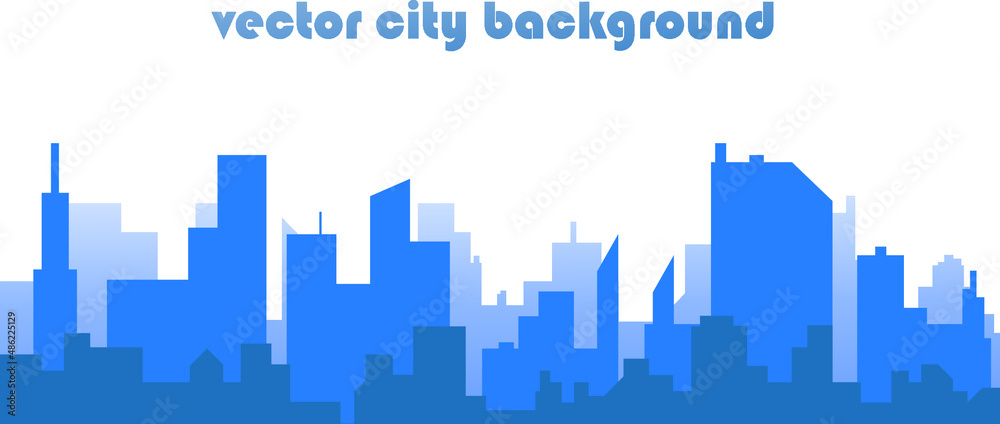 silhouette blue city building in flat illustration vector, urban cityscape design for background
