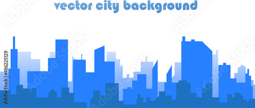 silhouette blue city building in flat illustration vector, urban cityscape design for background