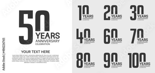 set of anniversary premium logo with black color isolated on white background