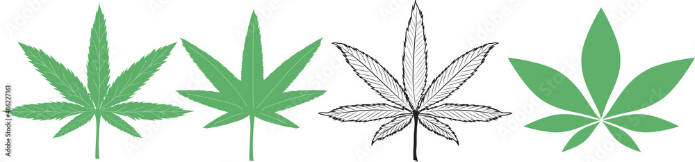 Green cannabis leaves isolated on white background.,marijuana or hemp icon, cannabis medical sign,2d illustration Green cannabis leaves isolated on white background.,marijuana or hemp icon, cannabis medical sign,2d illustration