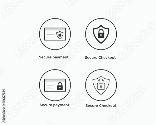 secure payment, secure checkout icon set. E commerce icon
