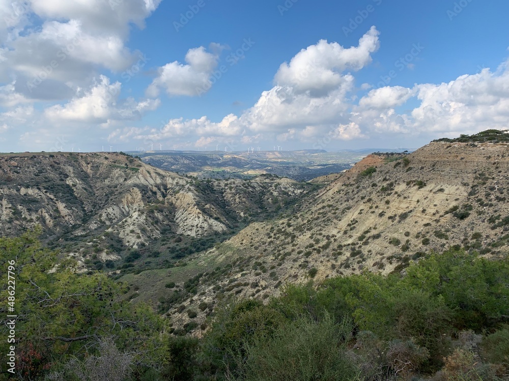 Spectacular mountains view, hills and valleys, natural landscape background 