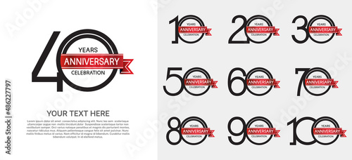set of anniversary premium logo with black color isolated on white background