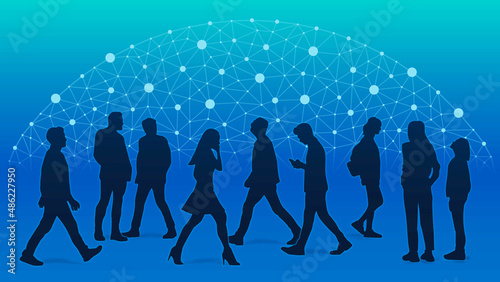 Crowd of people. Global online social network concept graphic background.