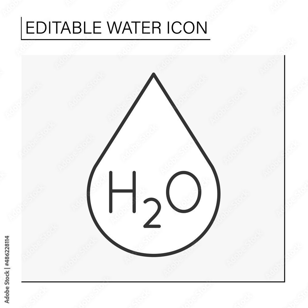 H2O formula line icon. Chemical formula for water. Water concept. Isolated vector illustration. Editable stroke H2O formula line icon. Chemical formula for water. Water concept. Isolated vector illustration. Editable stroke