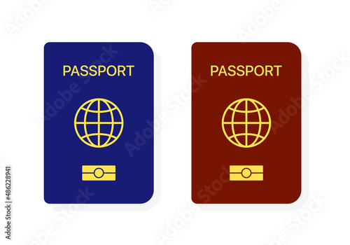 Passport icons set. Identity verification. Foreign passport icons set. Document for travel and immigration. Vector eps 10