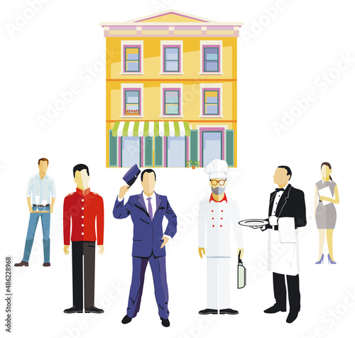 Empfang in der Gastronomie und Hotel, Illustration
