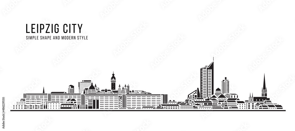 Cityscape Building Abstract Simple shape and modern style art Vector design - Leipzig city