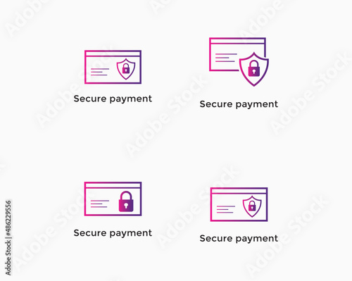 secure payment, secure checkout icon set. E commerce icon
