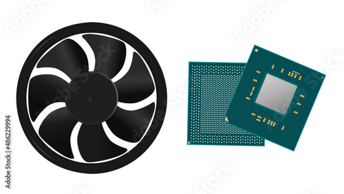 CPU ,Processor with FAN ,cooler Icon ,Cooler of processor.Vector Illustration.