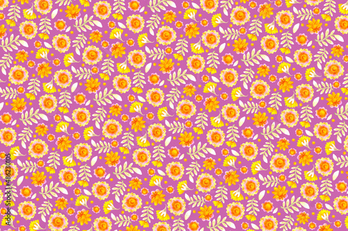 Bright floral ornamental background. Suitable for printing on scrapbooking paper, packaging, wrapping, postcard.