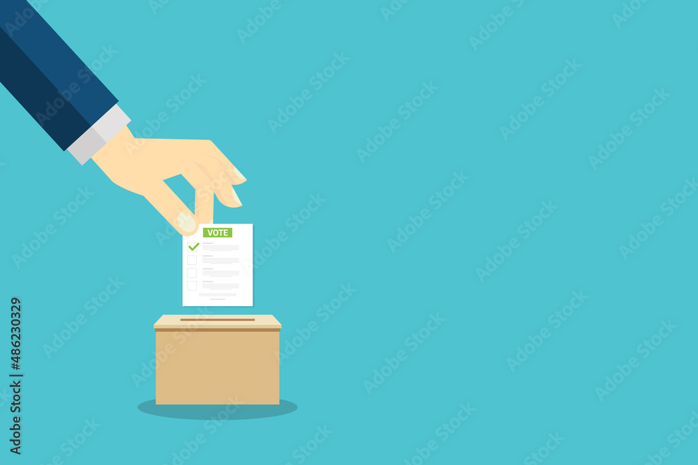 Hand holding voting ballot and ballot box. Voting and election concept. Hand holding voting ballot and ballot box. Voting and election concept.