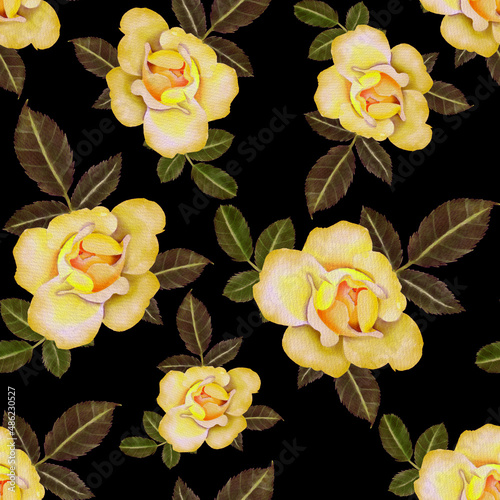Watercolor seamless pattern with roses © Natallia Novik