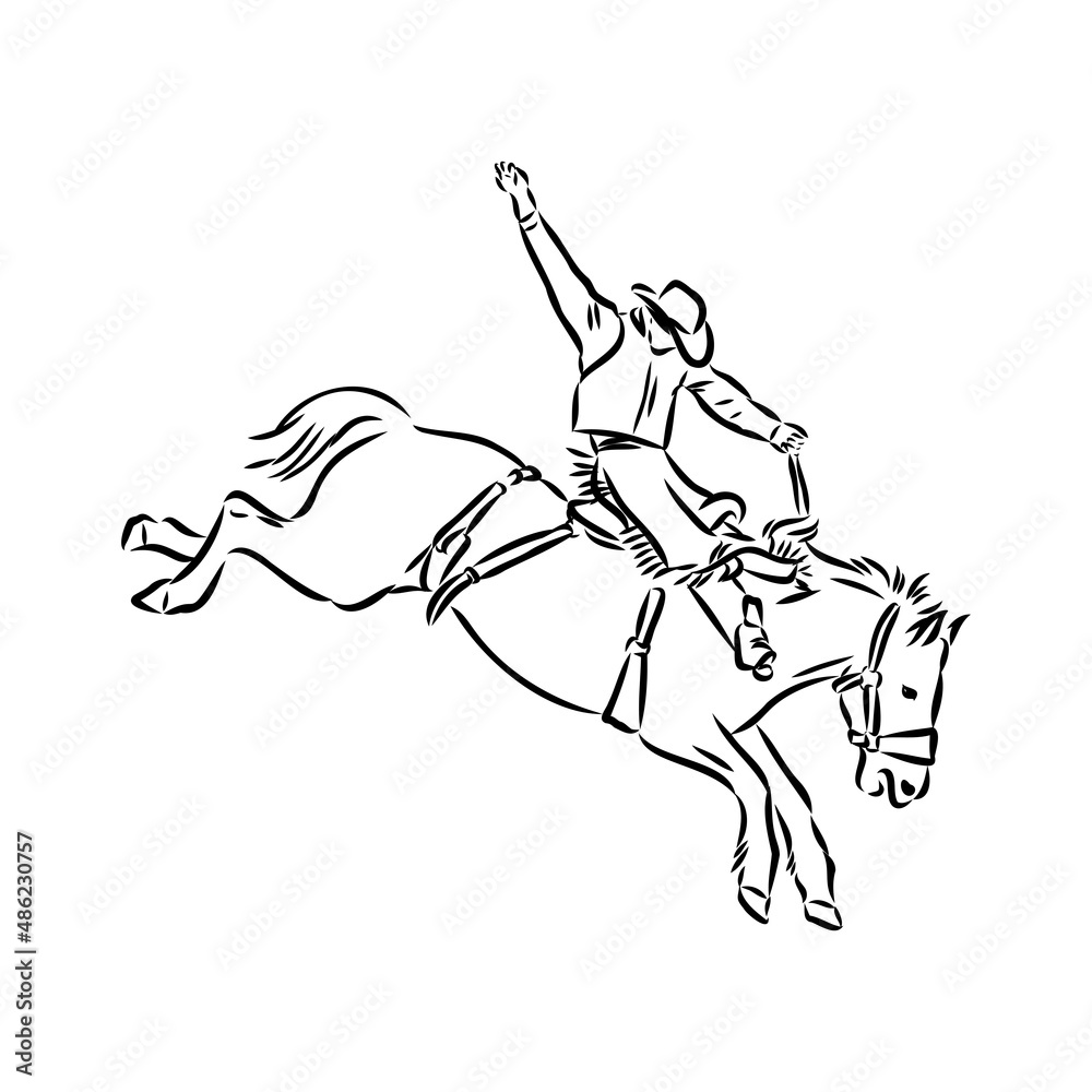 An hand drawn freehand vector - RODEO. Scene from the american culture. An hand drawn freehand vector - RODEO. Scene from the american culture.