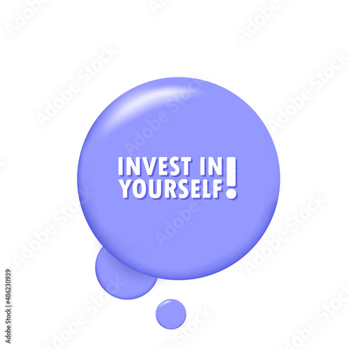 Invest in yourself. Banner with 3D speech bubble with 50k followers text. Vector EPS 10. Isolated on white background