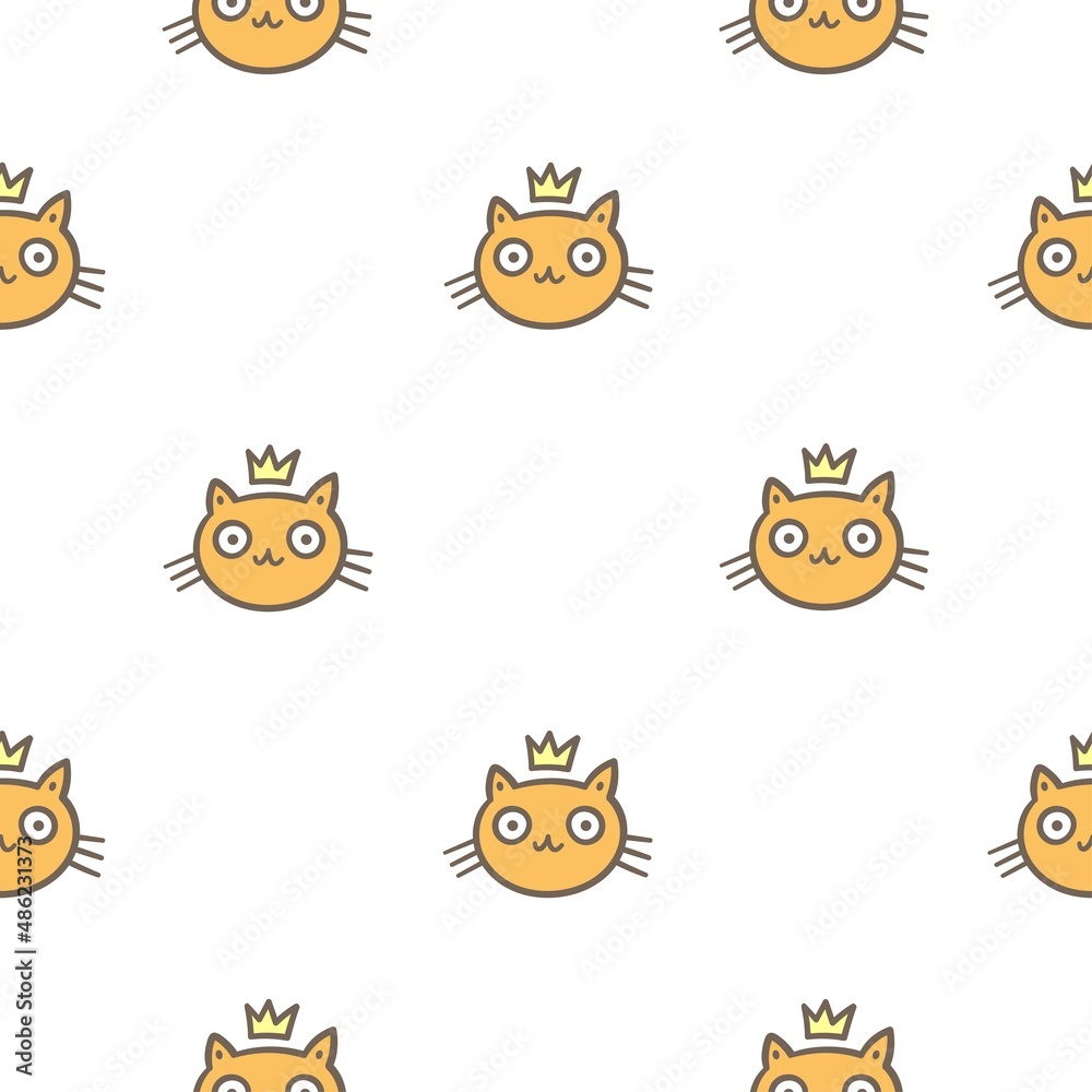 Seamless pattern with cute cats on white background. Funny animals wallpaper. Vector doodle kittens print. Seamless pattern with cute cats on white background. Funny animals wallpaper. Vector doodle kittens print.