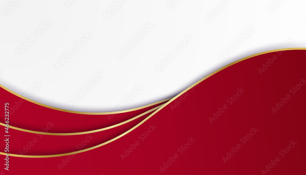 Modern simple 3D red black gold white abstract background. Design for