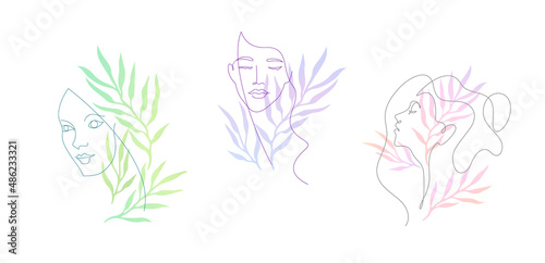 One line woman portraits