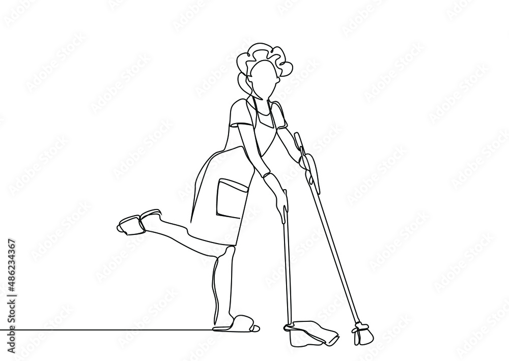 cleaning woman at home and at work posing with cleaning supplies