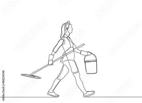 cleaning woman at home and at work posing with cleaning supplies