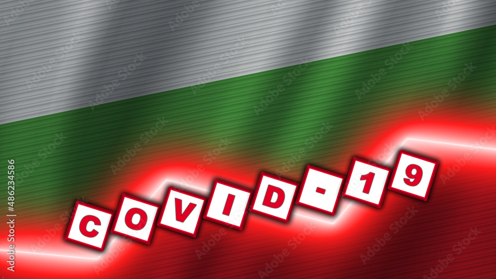 Bulgaria Wavy Fabric Flag, Covid-19 Coronavirus Title, 3D Illustration Bulgaria Wavy Fabric Flag, Covid-19 Coronavirus Title, 3D Illustration
