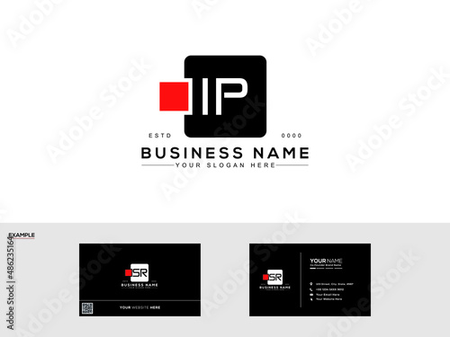 Initial letter IP logo, abstract Ip stylish logo with overlap vintage font in flat design monogram illustration