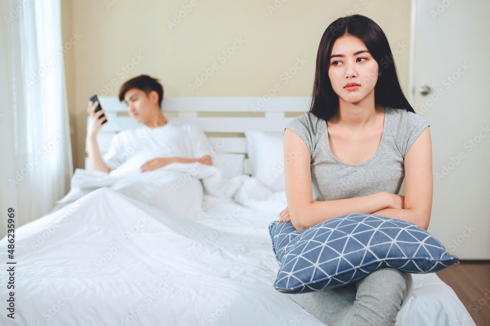unhappy young asian couple have problems in relationships. unhappy young asian couple have problems in relationships.