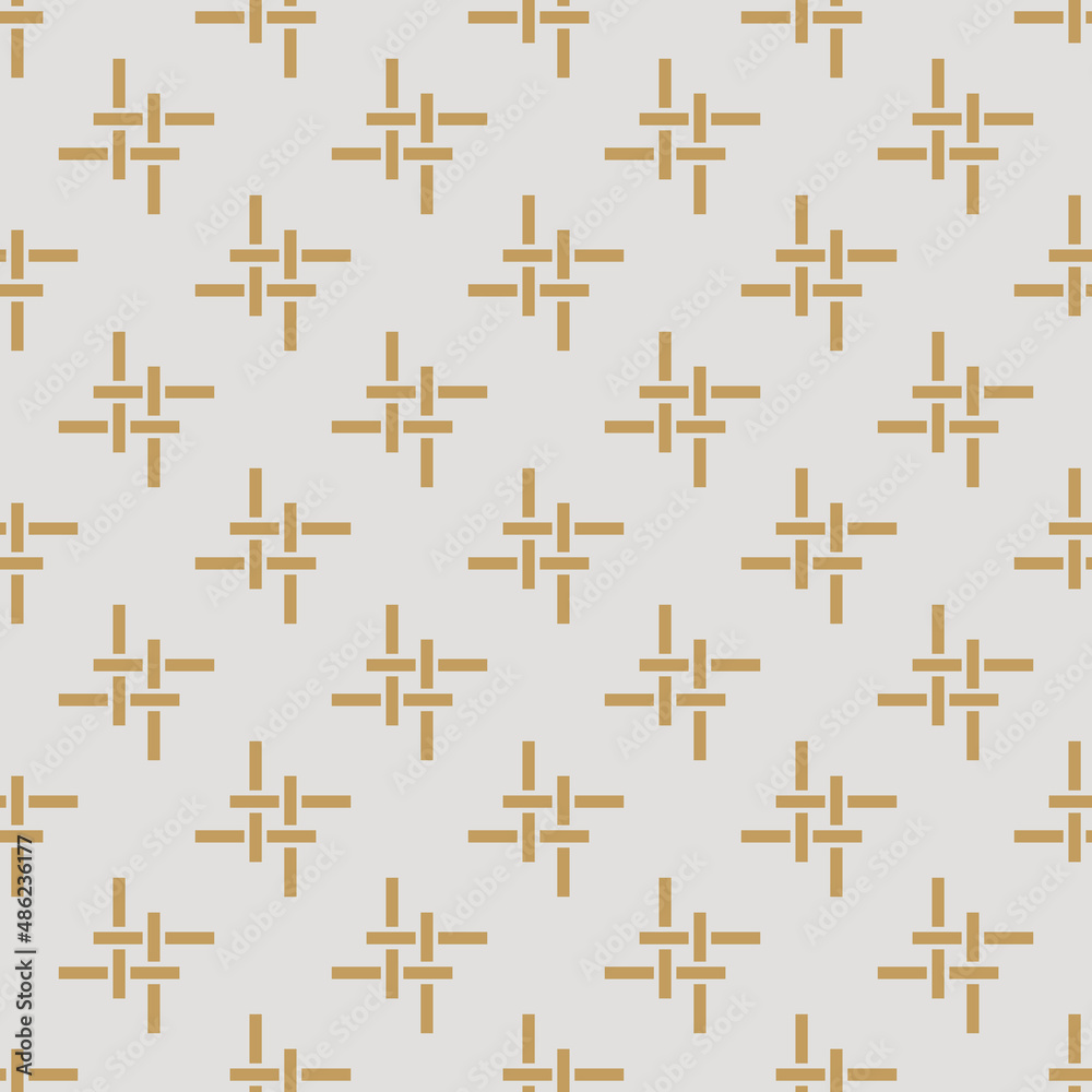 Seamless vector pattern. Abstract geometric background from perpendicular lines. Soft beige-yellow color. Used for packaging, fabrics, backgrounds and other products.