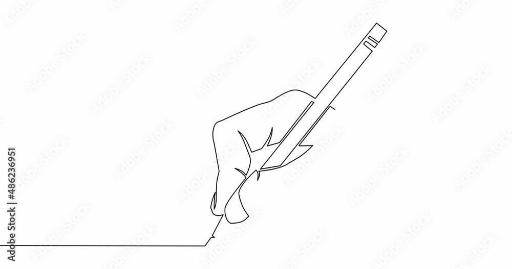 Self drawing line animation hand draws a line with a pencil continuous line concept