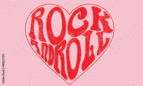 Love forever rock print design for t shirt, apparel, sticker, poster and others. Heart music band logo vector design.