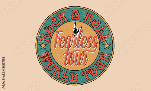 Rock and roll tour vintage print design for t shirt, apparel, sticker, poster and others. Music band logo vector design.