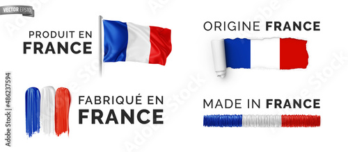 Vector made in France logos on a white background.