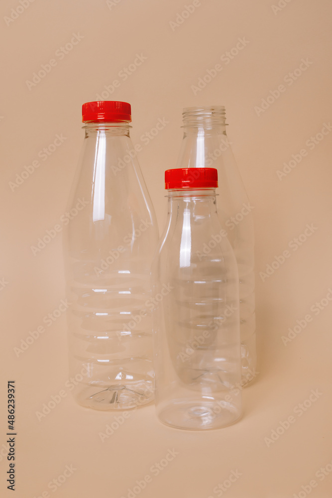 Disposable liquid bottles made of plastic Ecology collection concept Disposable liquid bottles made of plastic Ecology collection concept