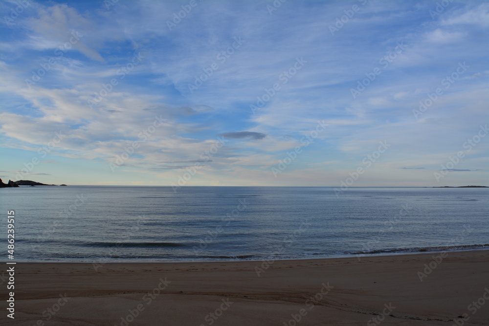 sandy beach in autumn near the Barents sea