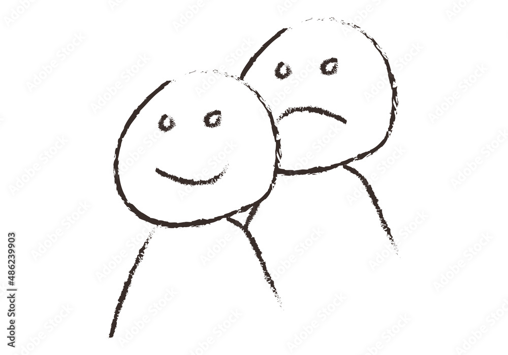 Dibujo de persona triste y feliz por bipolaridad. Stock Vector | Adobe Stock