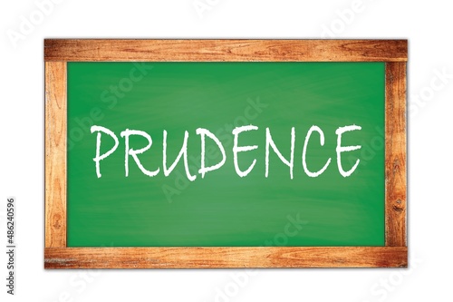 Fotografie PRUDENCE text written on green school board.