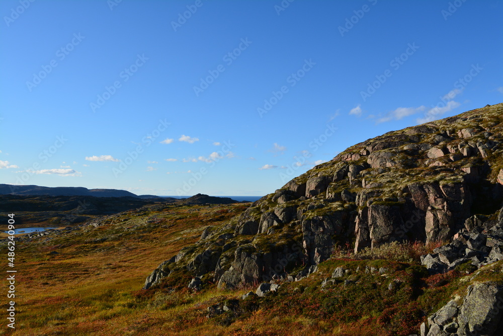 rocky plain in the autumn tundra