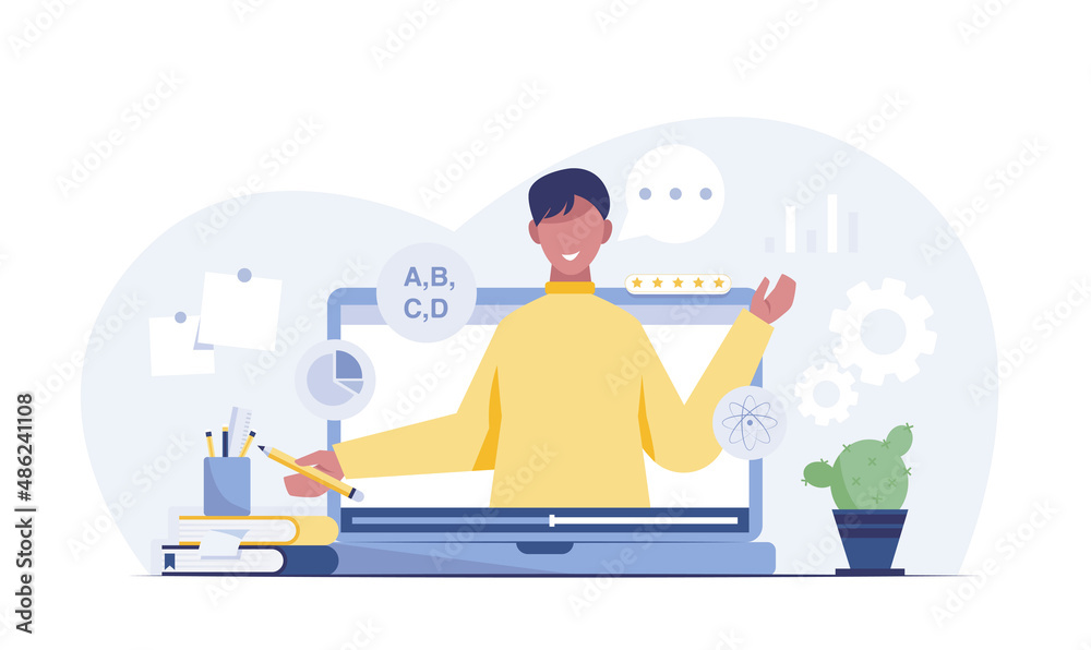 Online learning, tutorials concept. Screen with female teacher. Online learning, tutorials concept. Screen with female teacher.