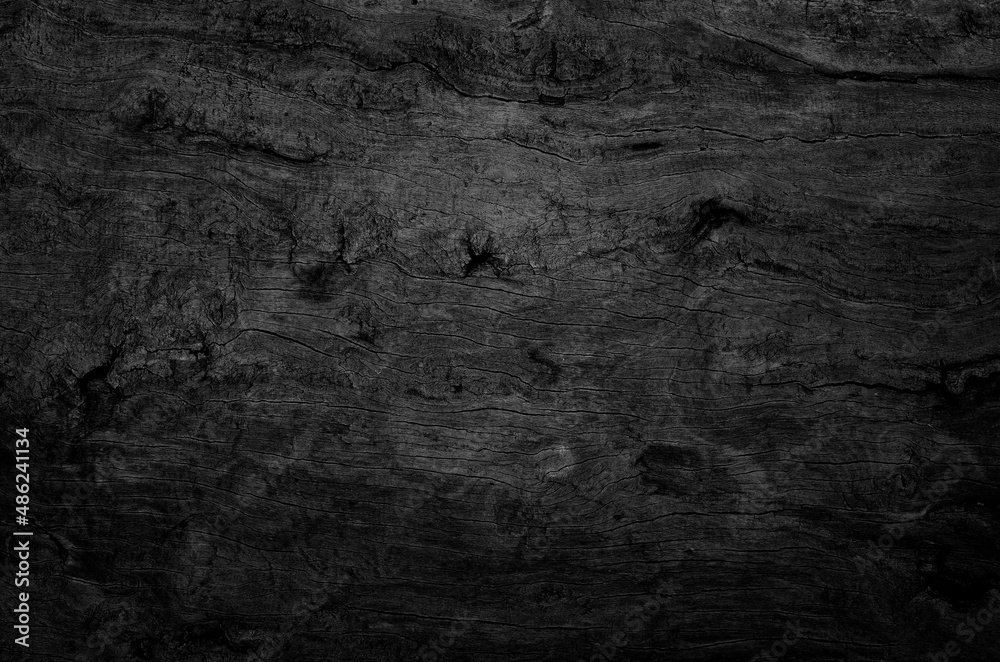 Naklejka premium Black wood board texture background. Close-up.